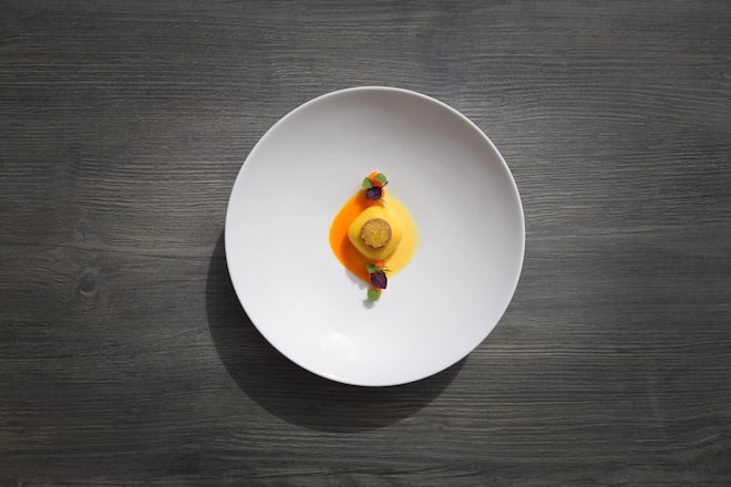 Coussin de saumon au safran Kevin Villaret Ô Bois Sauvage Hérémence Valais recette