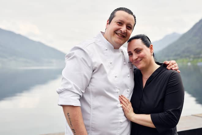 Andrea Spitaleri, Inhaber, Gastgeber und Küchenchef mit Partnerin Sona Halmova, Gastgeberin.
