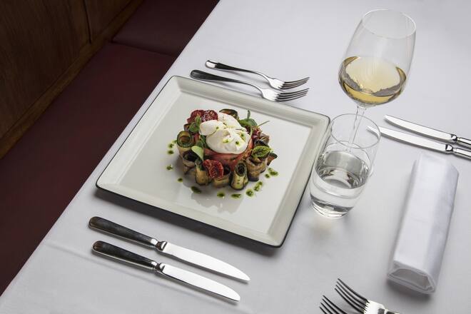 Burrata et légumes grillé La Marjolaine Genève Philippe Chevrier