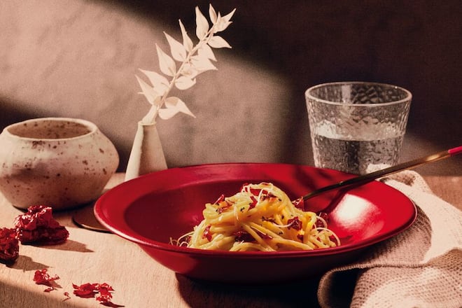 Rezept Barilla Bronzo-Teigwaren, Produkt: Spaghettoni alla Carbonara vegetariana