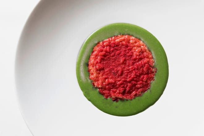 Mandarin Oriental Milan Risotto mit Himbeeren und Kräutercreme