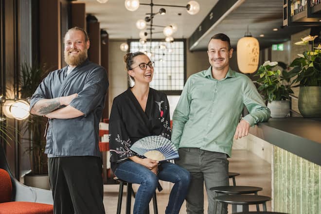Izakaya Ekimae 2023: Chef Adriano Pratsch, Petra Sepelova, Geschäftsleiter Tim Bennewitz