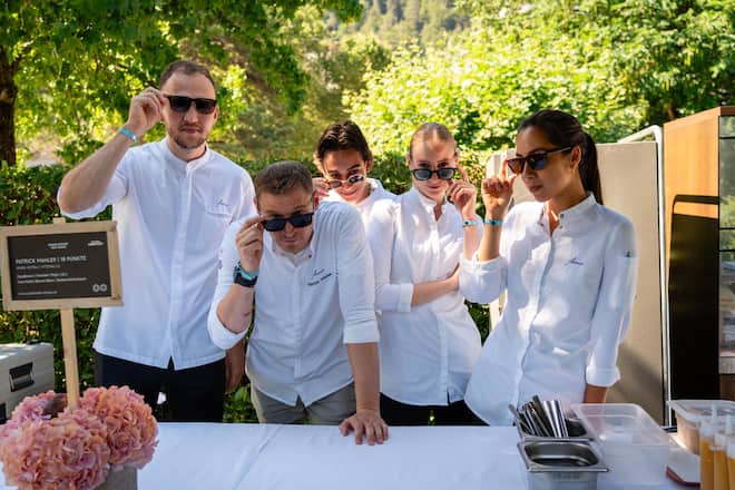 Juraj Sadaki, Patrick Mahler, Dan Vogelsang, Sandra Steffen, Ambar Dominguez - GaultMillau Garden Party 2024 - 11. August 2024 - Copyright Olivia Pulver