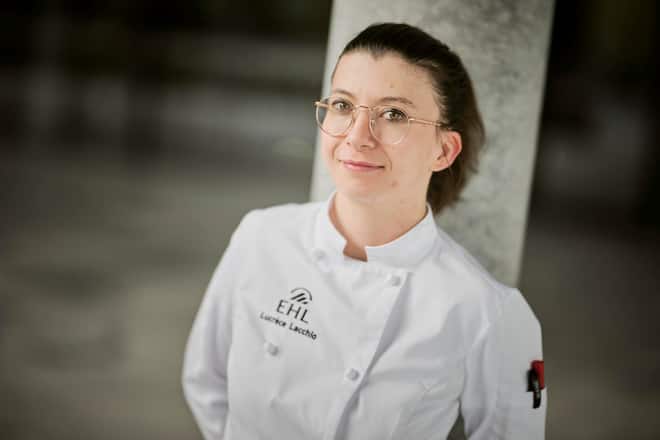 Souper UBS à 4 mains avec Guy Ravet et Lucrèce Lacchio au berceaux des sens à l'EHL, mardi 30 avril 2024 à Lausanne. (© Gabriel Monnet)