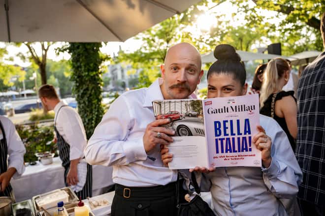 Markus Stöckle mit Elif Oskan - GMC - Bella Italia - Mag Launch - Terasse, Zürich Switzerland- Elif Oskan & Markus Stöckle