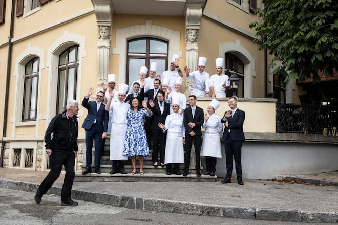 Jérémy Desbraux,chef de la "Maison Wenger" au Noirmont, sacré cuisinier de l'année 2025. Ici