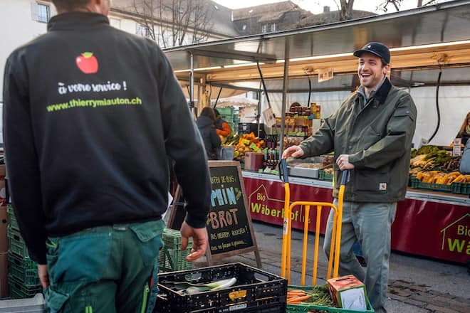 18.03.2026, Fribourg, Marktbesuch mit PP Clément und Team (photo by Remy Steiner for Gault Millau)