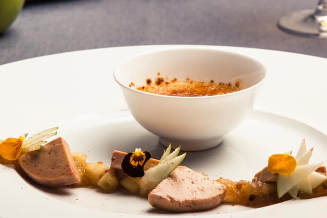 Foie gras, crème brûlée et Granny Smith