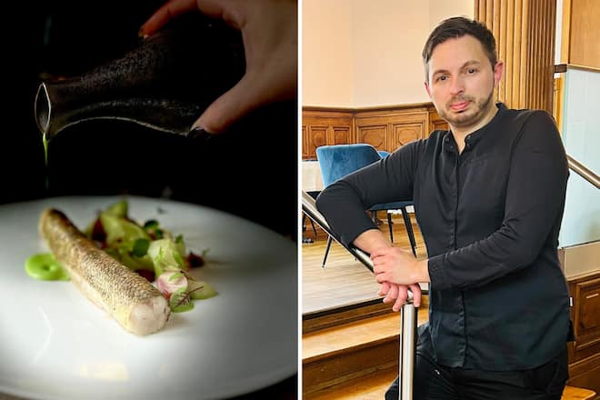 Sandre en basse température et crème d'oseille, légumes fermentés de Gaëtan Joly