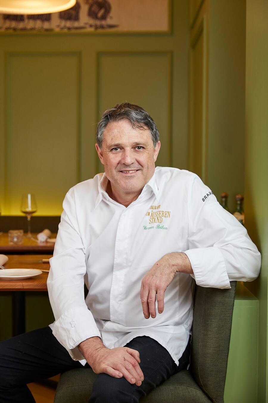 Werner Rothen. Restaurant zum Ãusseren Stand, Koch Fabio Toffoloni und Werner Rothen, Gastgeber, Bern, 14.11.2019, Foto Lucia Hunziker