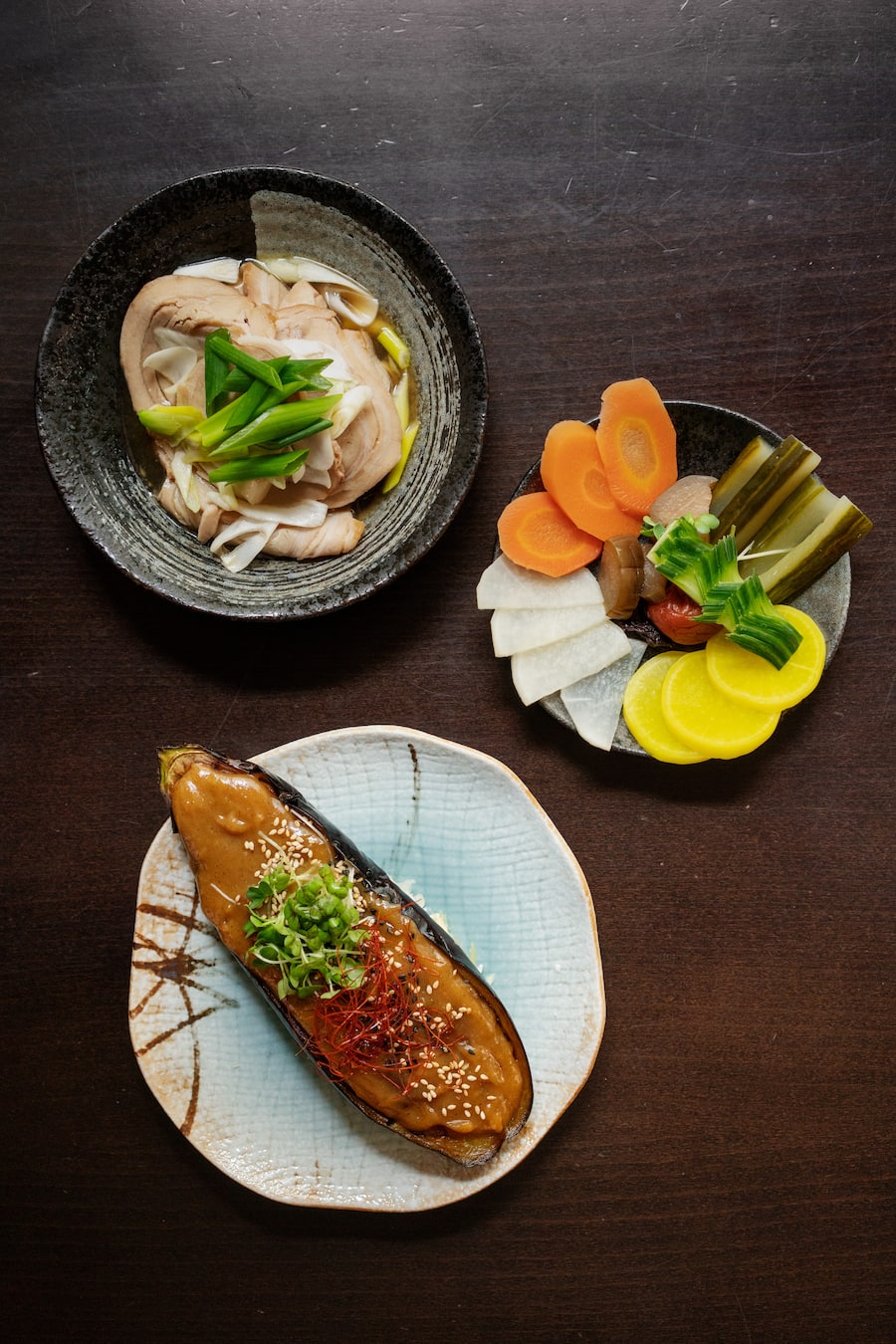 Miso Aubergine, eingelegtes Gemüse und Chashu von Yume Ramen in Zürich von Sala of Tokyo
