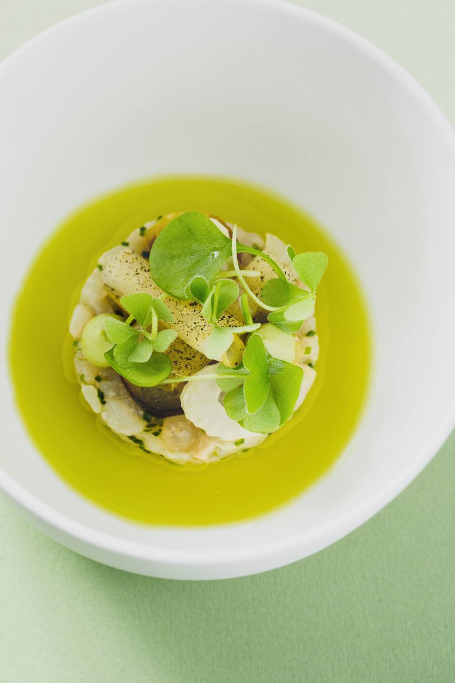 Amouse Bouche, Forelle, Sauerampfer, Apfel