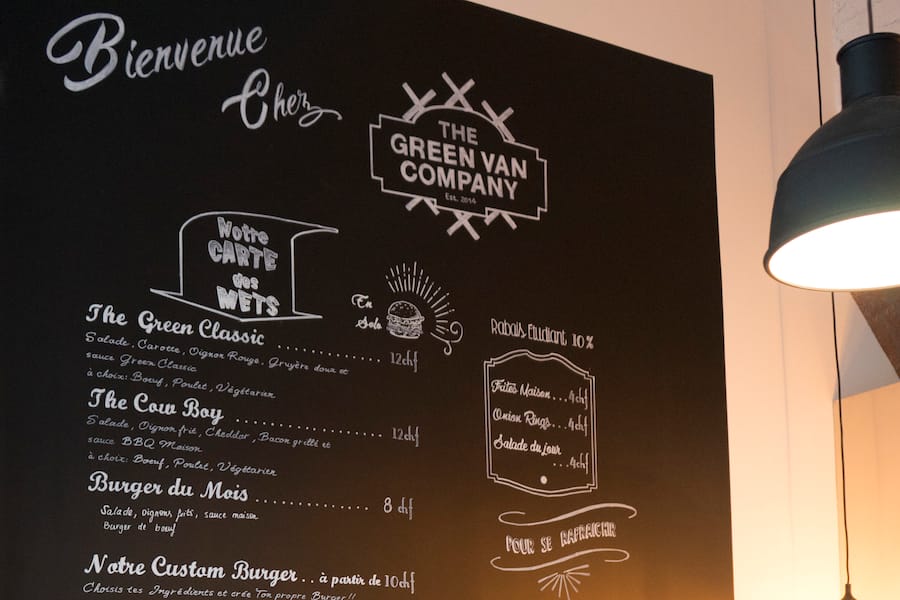 The Green Van Company menu wall