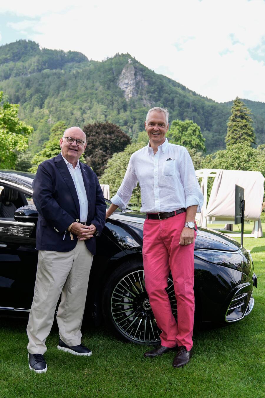 15.08.2021; Bad Ragaz: GaultMillau Garden Party; Urs Heller und Marc Langenbrinck (CEO Merdes Benz Schweiz). © Valeriano Di Domenico