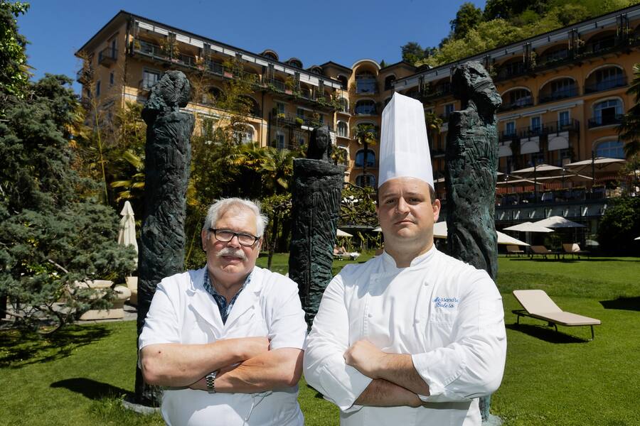LUGANO, 20.05.2021 - Mauro Prada (Prada alimentari Bioggio) und Alessandro Boleso (Chef Grand Hotel Villa Castagnola). copyright by www.steineggerpix.com / photo by remy steinegger