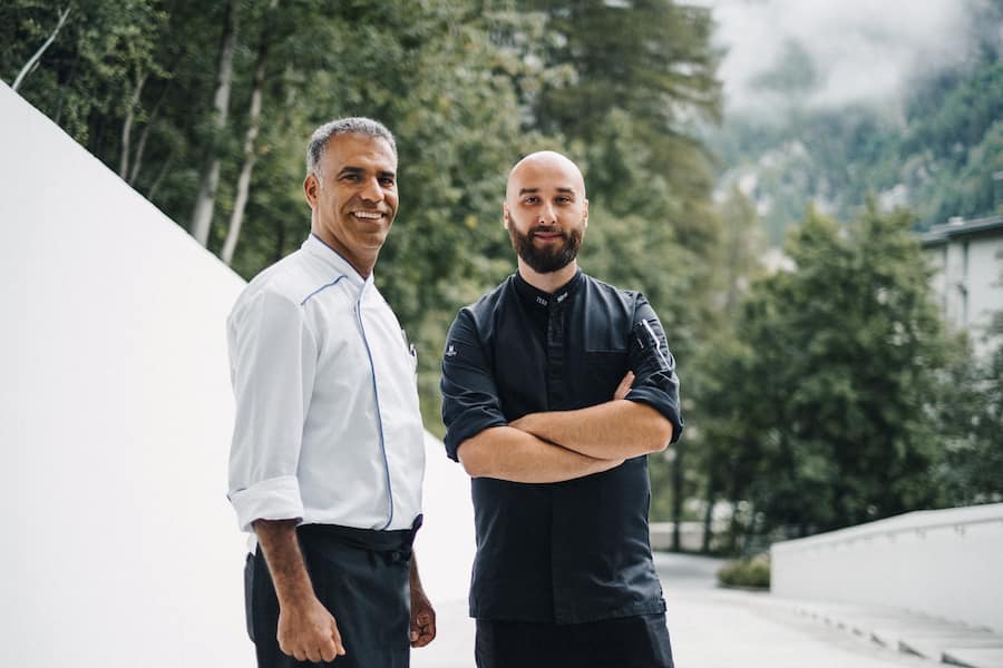 Hotel Vals 7132, Restaurant Silver, Chefkoch Mitja Birlo mit Tarek Soltani,Foto: Digitale Massarbeit, Tanja und Simon Kurt