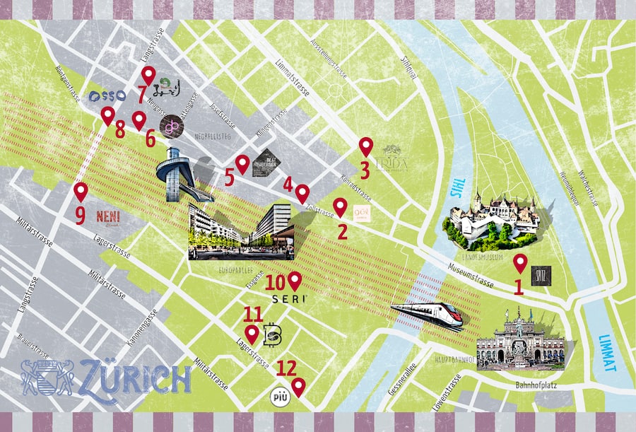 Karte Zürich Europaallee Zollstrasse