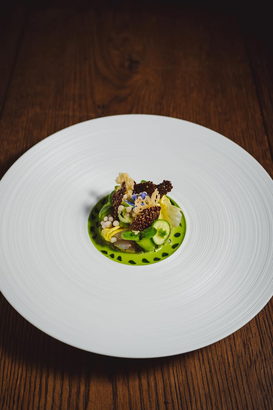 Spencer Gulf Kingfish, Meeresfrüchte, Gurke, Dill, Leinsamen - Stefan Heilemann, Chefkoch, Widder Hotel Zürich - Dienstag, 9.6.2020 - Copyright Olivia Pulver