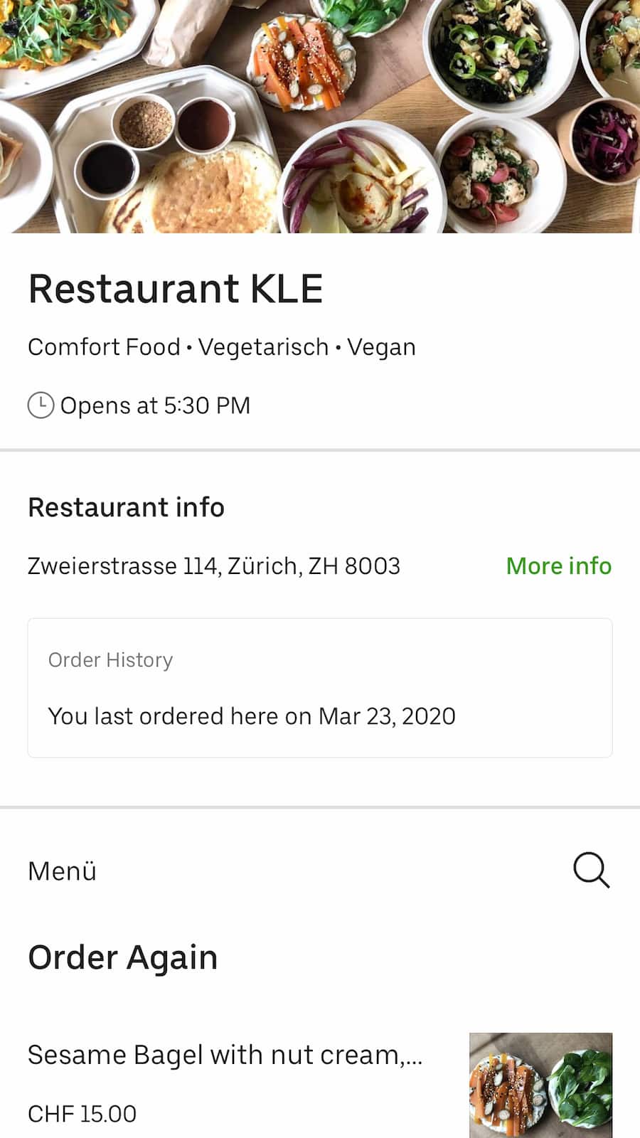 Kle Zurich Uber Eats App