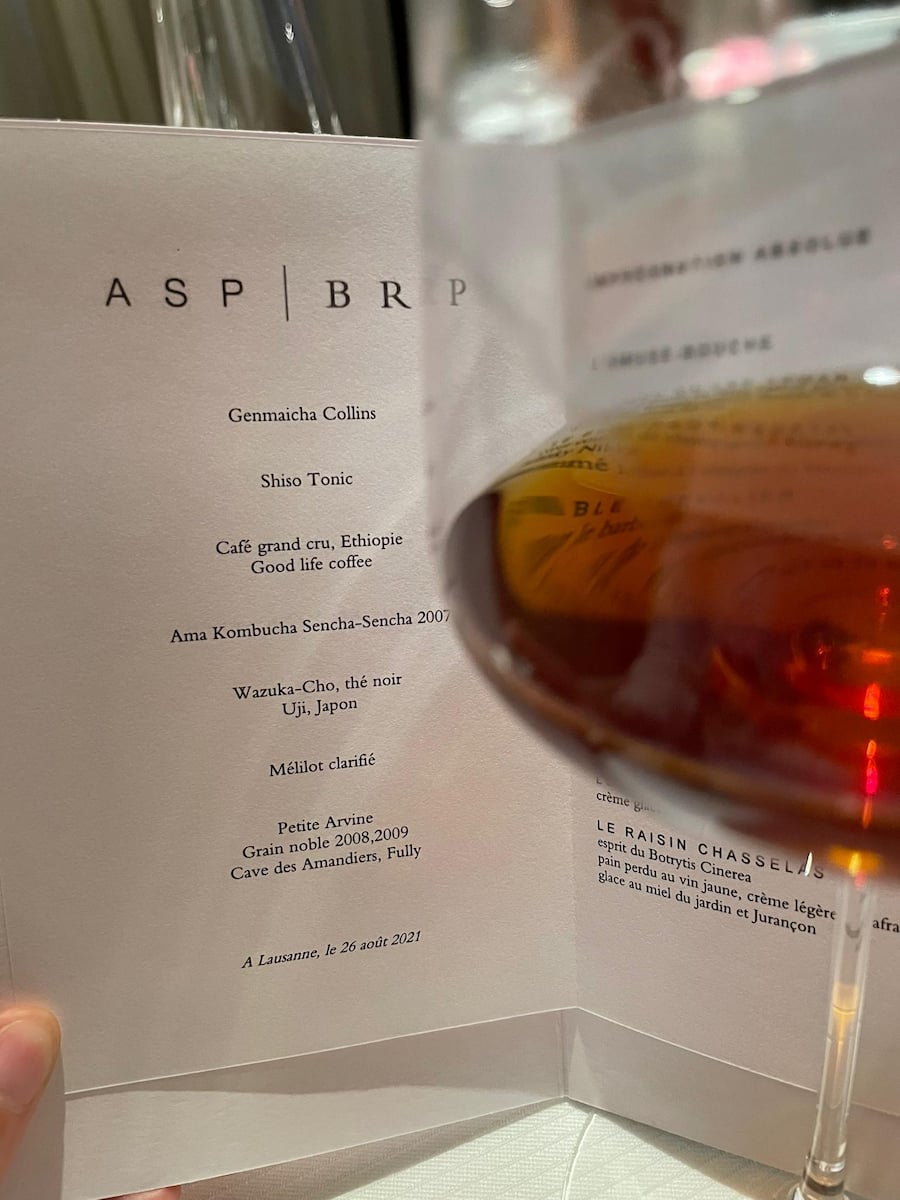 Menu sans alcool Beau-Rivage Palace Lausanne