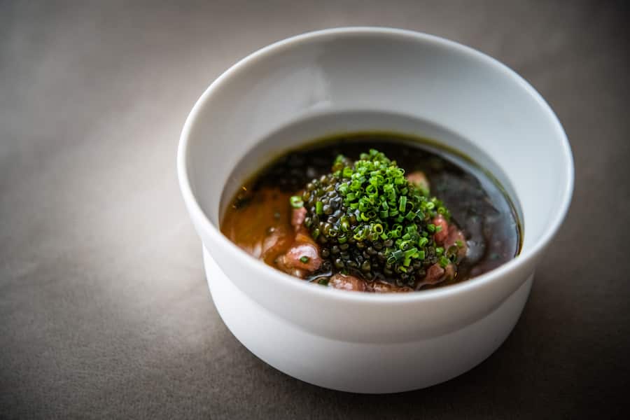 Patrick Mahler kocht für Sense of delight 2020: Chawamushi, Dashi, Balfego-Toro, Oscietra Kaviar