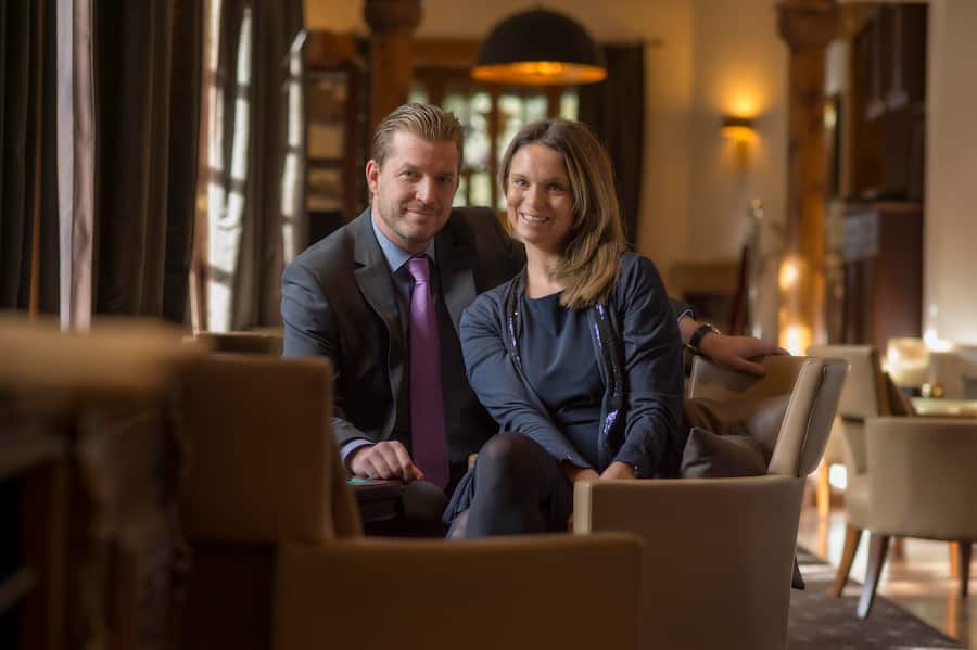 Innenansicht Seiler, Andre (GM General Manager) und Seiler, Simone (GM General Manager) v.l.n.r. Mont Cervin Palace Zermatt, 6.1.2017 © HO