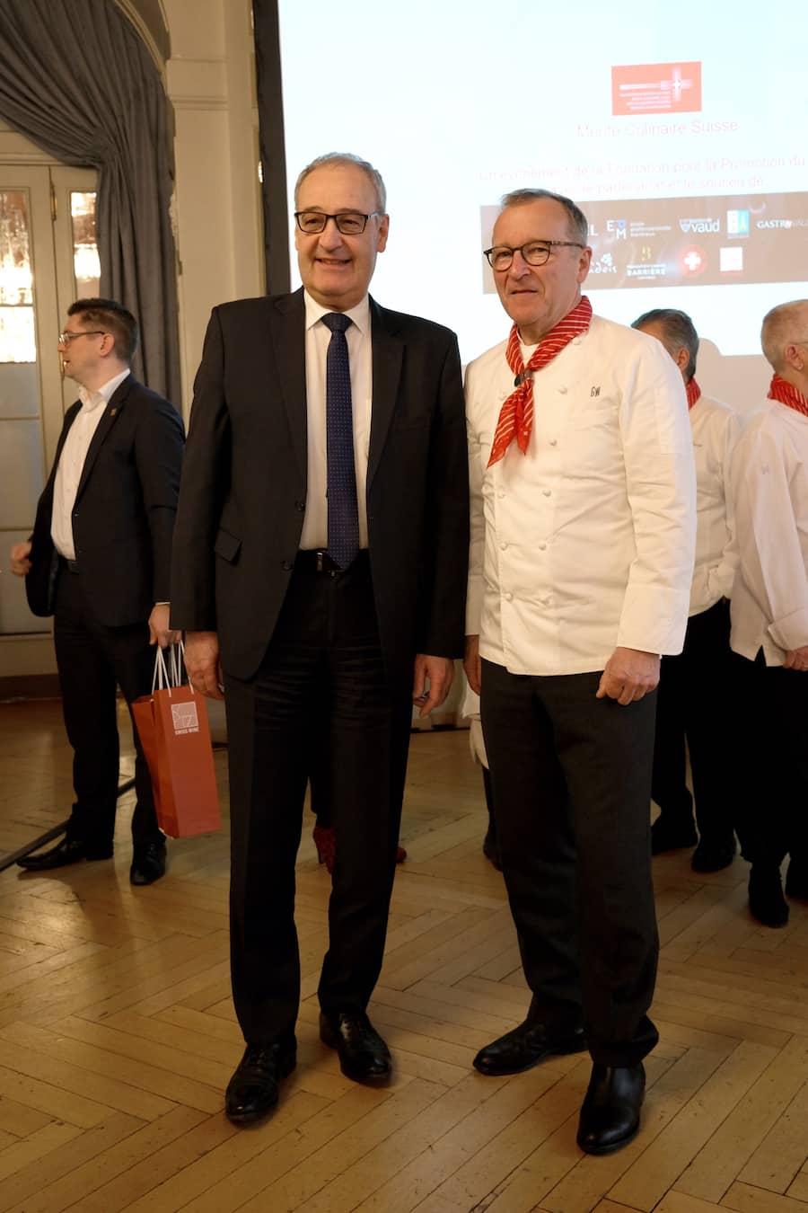 Kulinarische Meriten Schweiz 2022 Bundesrat Guy Parmelin und Georges Wenger