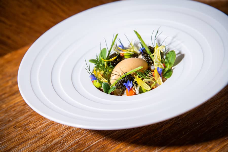 Patrick Mahler 2020: Chawanmushi, Jakobsmuschel, Shitkaecreme, Jakobsmuschel-Kalbsveloute