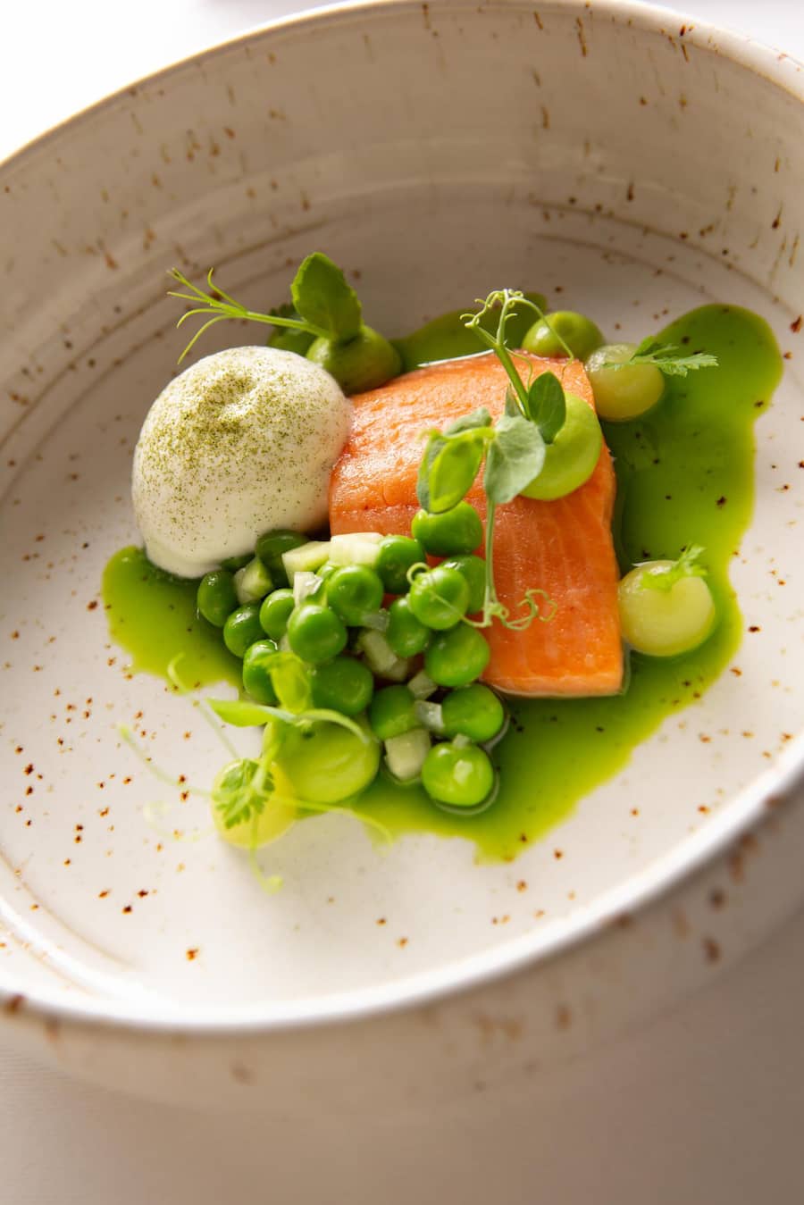 Kundelfinger Lachsforelle - Burrata - Erbsen