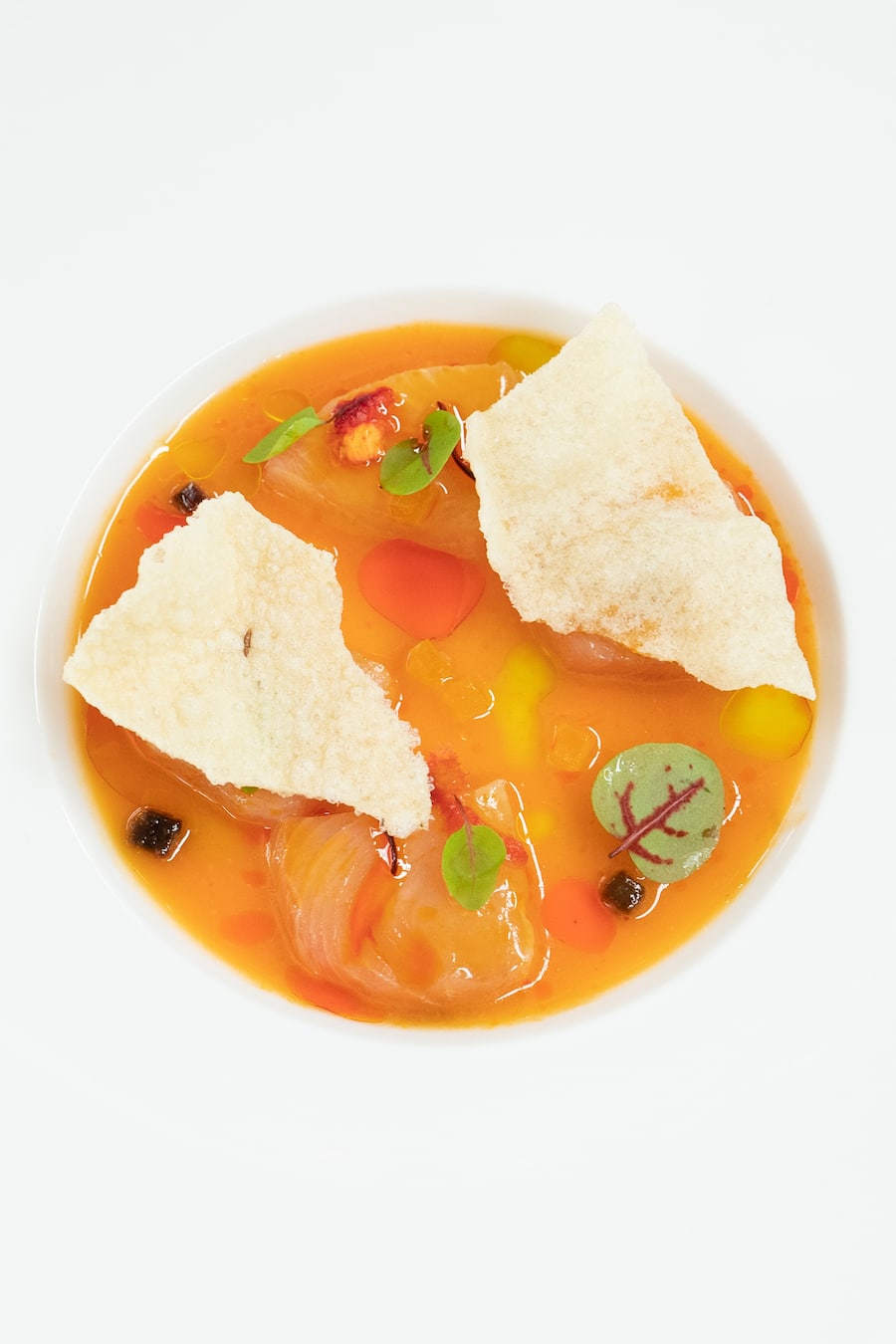 Epicure mit Prateek Sadhu, Peach kanji, Aam papad, hamachi, pickled peach