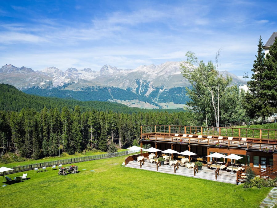 Aussenansicht Sommer Der Pavillon des Grand Hotels Kronenhof Grand Hotel Kronenhof Pontresina, 5.9.2017 © HO
