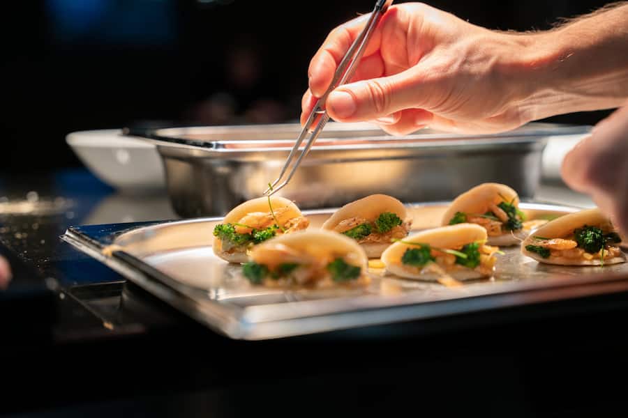 Gericht: Bao Bun mit Bimi und Mini-Shrimps