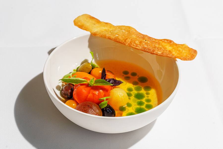 Mattias Roock, Castello del Sole Ascona, Garden Party 2022, Kalte Essenz von Tomaten aus dem eigenen Garten