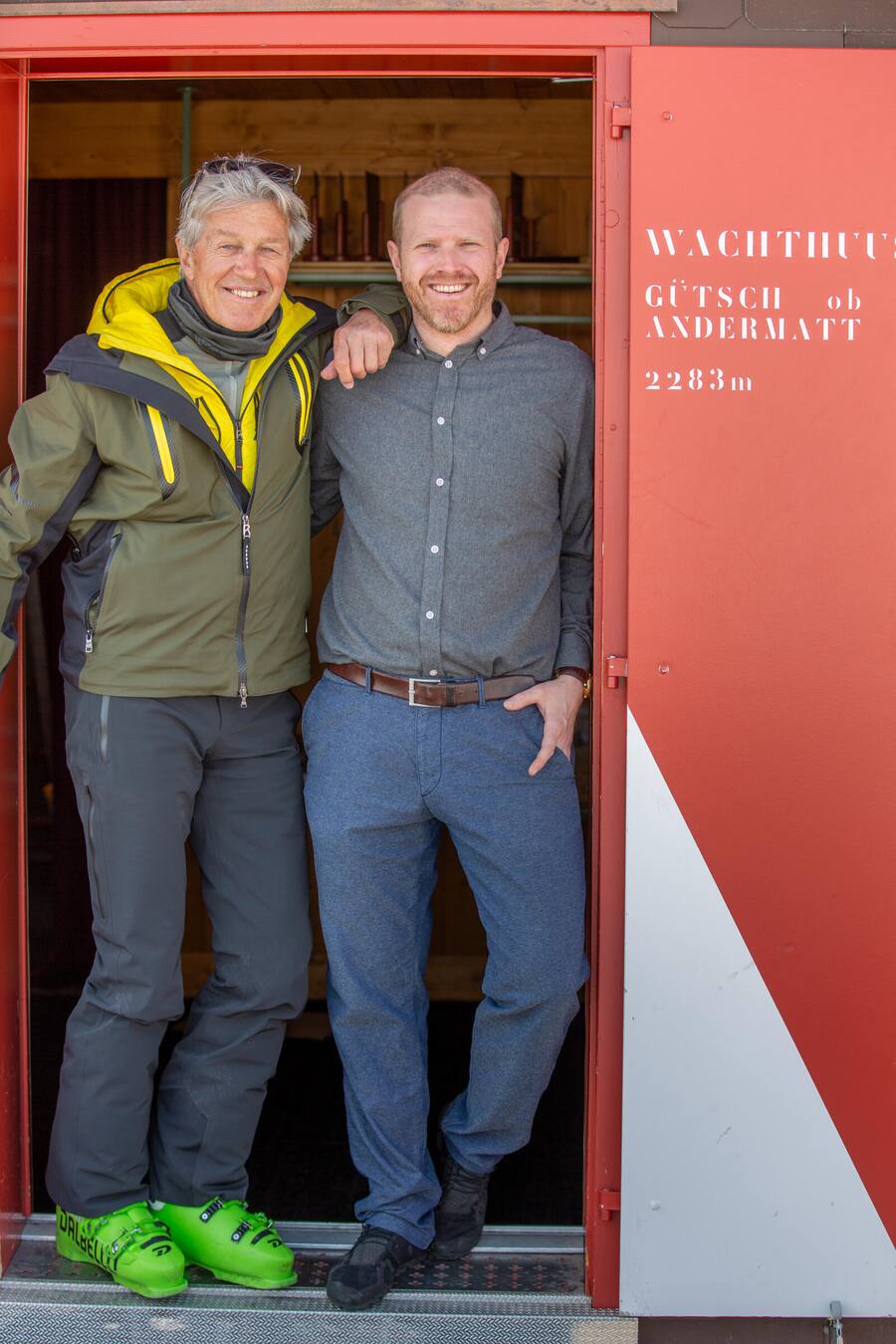 v.l. Bernhard Russi mit Johan Granvik, Gastgeber