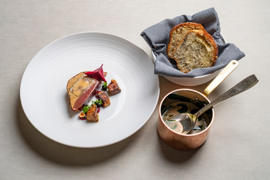 Stefan Heilenmann, Wildmenu, Schottisches Moorhuhn & Französische Entenleber, Rande, Cassis, Périgord Trüffel