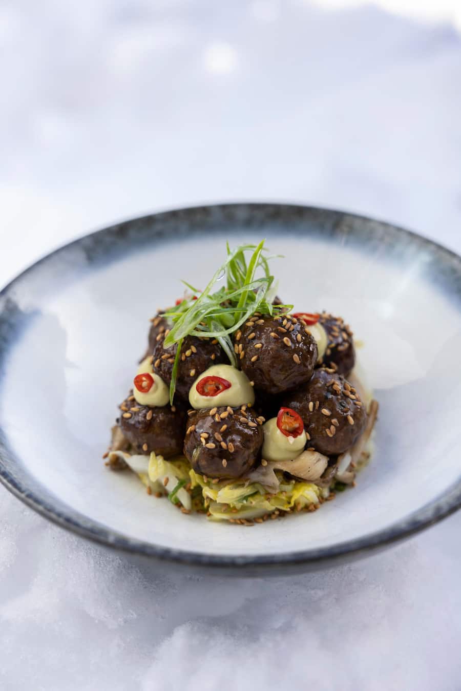 Tsukane Meaballs – Coriander – Lemongrass – Avocado Kanzuri Dip