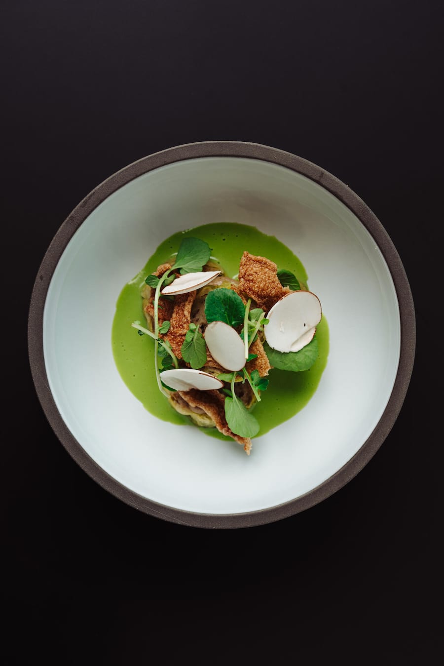 Fociaccia-Knödel mit Pilzen und Brunnenkresse-Sauce - Birdy's by Achtien, Brunnen - Christian Vogel - April 2023 - Copyright Olivia Pulver