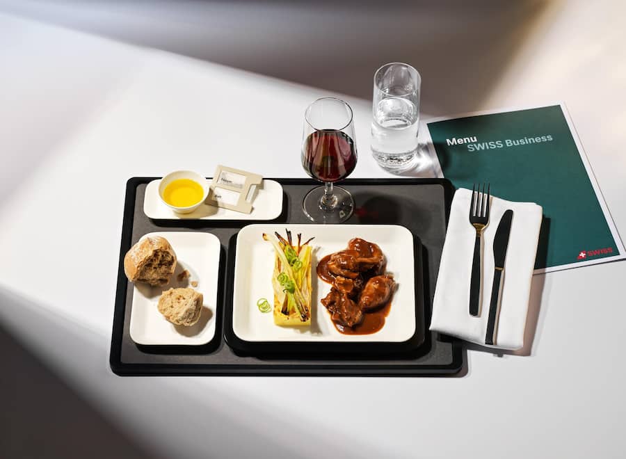 Menü in der Business Class bei Swiss, von Bernadette Lisibach