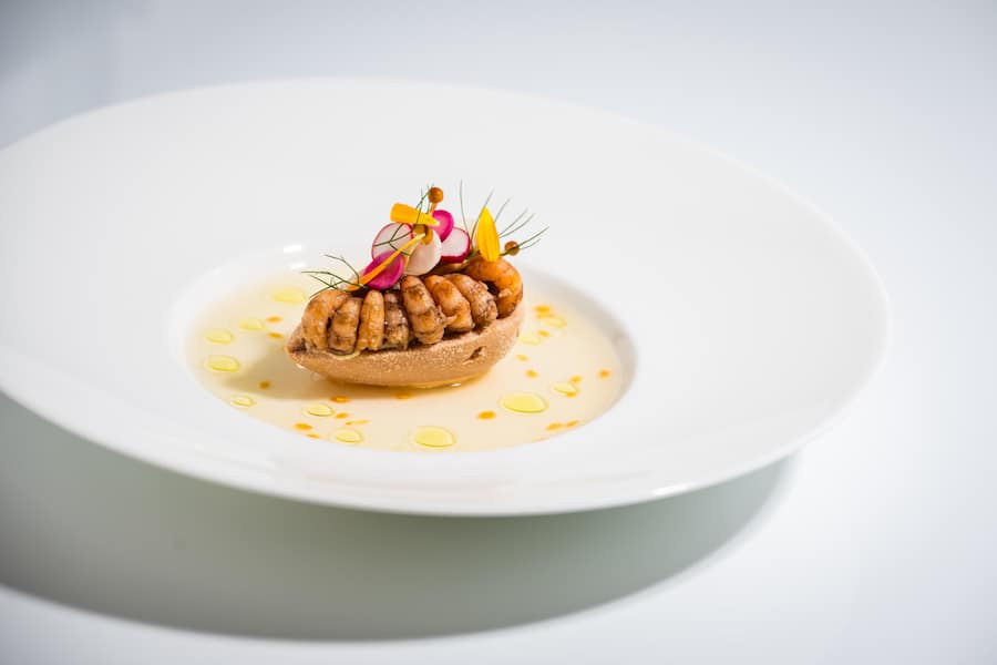 Heiko Nieder kocht mit Jonnie Boer 2023: Foie Gras, North Sea Shrimp, Tomato