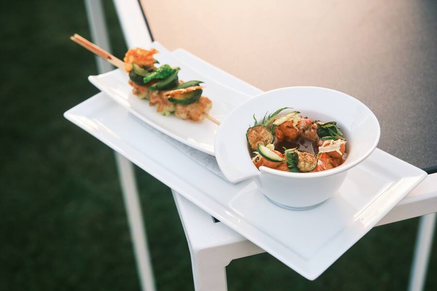 Flying Dinner Gericht an der GV Grandes Tables Suisses 2023 von Franck Giovannini