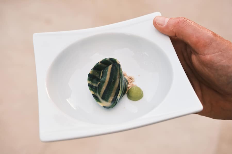 Flying Dinner Gericht an der GV Grandes Tables Suisses 2023 von Marie Robert