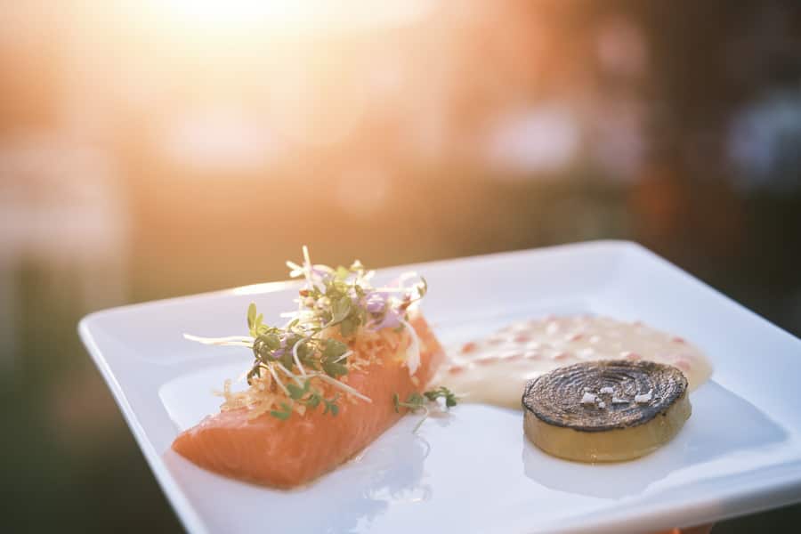Flying Dinner Gericht an der GV Grandes Tables Suisses 2023 von Stéphane Décotterd