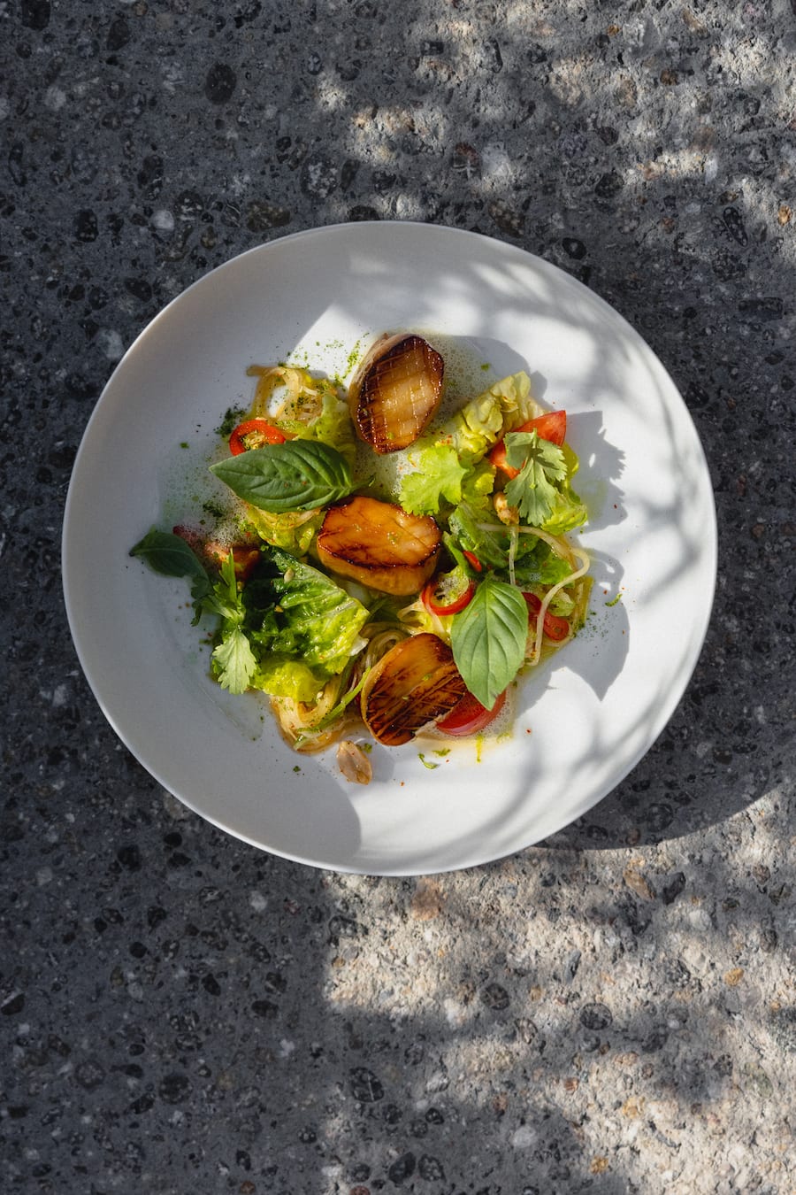 Restaurant blooms, The Dolder Grand, Seitlinge und Sellerie, Papaya und Erdnuss