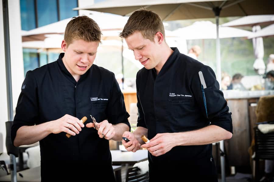 Chefs D. Sato und F. Toffolon kochen für Davidoff 2023