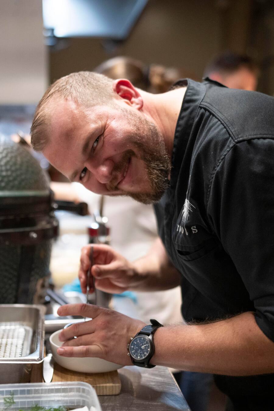19.07.2923; Bern: UBS-Fourhander Steinhalle Bern; Zwischengang von Markus Pascal Steffen, Pilze, Milken, Edamame und Miso. © Valeriano Di Domenico