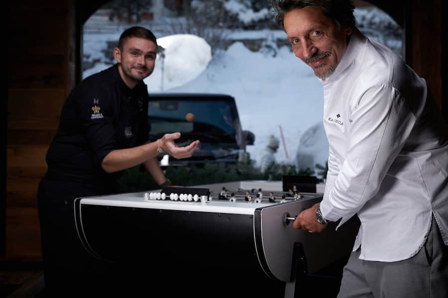 Crans Montana, le 3 décembre  2023, Frank Raynaud et Guy Ravet nous offre un menu a 4 mains, au Restaurant du Pas de LâOurs © sedrik nemeth