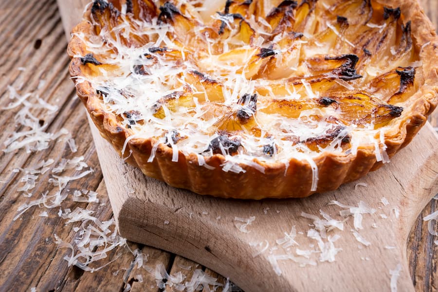 Restaurant l'Ancolie à Gryon.Tarte tatin à l'oignon