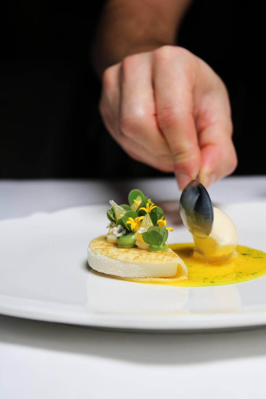 Dessert: Orange, Crepe, Vanille, Sauerklee