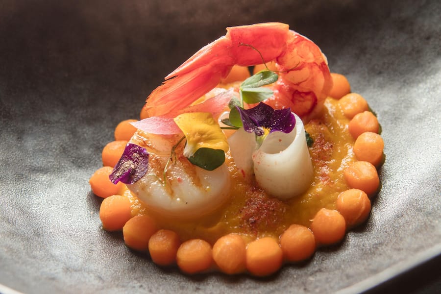 Noix de Saint-Jaque de plengée Crevette Carabineros grilllée courge, by Luis Vieira