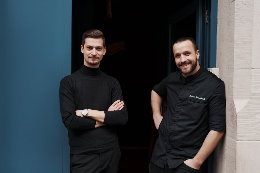 Ameo Zuerich - Gastgeber Maximilian Dullinger und Kuechenchef Julien Mühlebach - Januar 2024 - Copyright Olivia Pulver